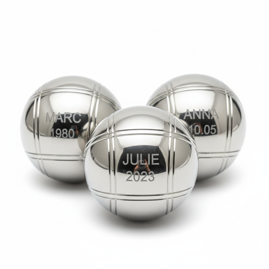 Boule de pétanque gravée